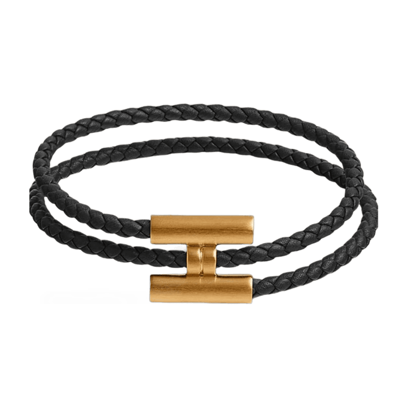 Hermès Tournis Tresse Preta e Dourada